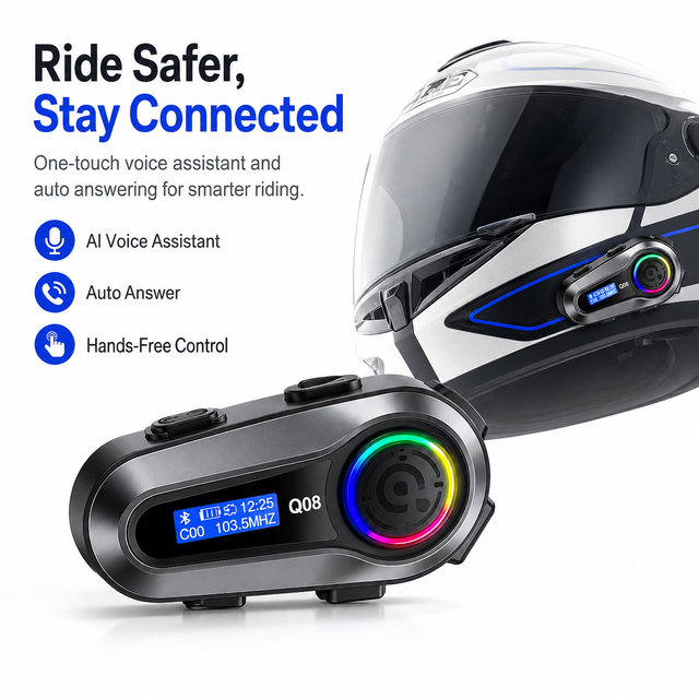 Motorcycle Helmet Intercom  Communication Headset with Noise Reduction for Rider to Rider Talking