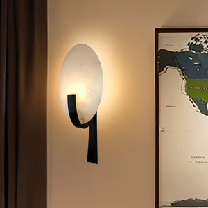 Lampe murale nordique tout en cuivre, lumière LED, design moderne, en marbre, pour chambre à coucher, salon, couloir - Product Image 4