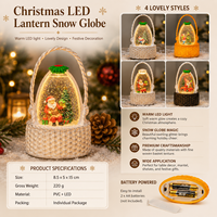 Lanterne décorative de Noël en cristal, lampe de nuit LED globe à neige, scène de Père Noël, décoration de table festive, panier cadeau portable
