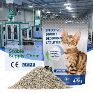 Litière pour chat en bentonite, granulométrie faible, antibactérienne, agglomérante forte, certifiée CE, MSDS, OEM, ODM, avec chaîne d'approvisionnement stable et faible coût de suivi - Product Image 1