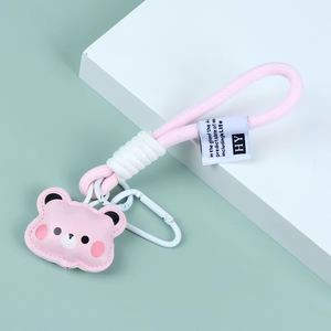 Porte-clés mignon en cuir PU avec dessin animé, mousqueton pour sac à dos d'enfant, accessoire de mode - Product Image 5
