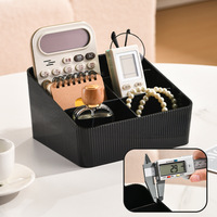 Nouvelle boîte de rangement de bureau rectangulaire Xichen à rayures verticales, design antidérapant à grille, compartiments pour cosmétiques et télécommandes
