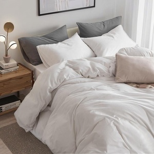 Moomee khách sạn hiện đại sang trọng Comforter bedding Set rửa bông lanh 4-mảnh 400TC Duvet cover gối phẳng được trang bị tấm - Product Image 4