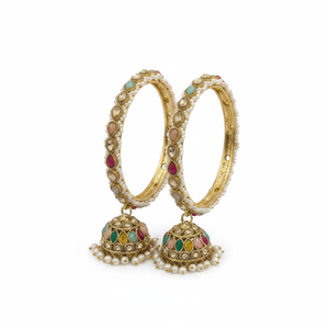 Gold Plated Crystal Stone and Pearl <b>Bangles</b> <b>Set</b> Fashion Jewelry for Women Jewelry for Wedding Birthday Anniversary and Gifts - Product Image 2