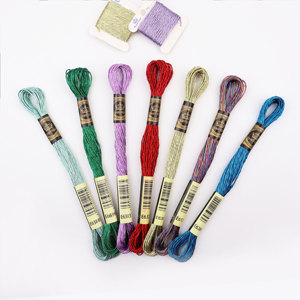 최고급 29색 손자수 150D/2*6 머서라이즈 염색 패턴 면/메탈릭 실 8m/개 크로스 스티치 바느질 뜨개질 - Product Image 5