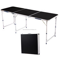 Bureau pliant moderne en PVC et acier inoxydable, portable intérieur/extérieur, 3 hauteurs réglables, poignée blanche, usage commercial