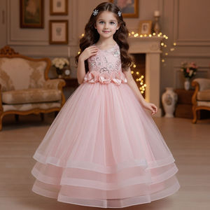 Robe de fête pour fille enfant, style occidental, longue, en tulle bouffant, grande taille, pour 12e anniversaire, tendance - Product Image 4