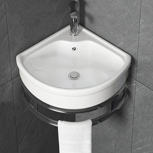 <span class=keywords><strong>Lave</strong></span> <span class=keywords><strong>main</strong></span> balancent céramique mural triangle lavabo petit appartement mini salle de bain évier coin bassin - Product Image 3