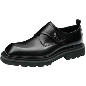 Chaussures pour hommes en cuir de vachette à semelle épaisse avec une grande pointe carrée pour les occasions formelles ; chaussures décontractées pour hommes, chaussures habillées en cuir pour hommes - Product Image 2