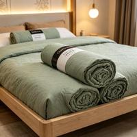 Offre Spéciale – Parure de Lit Complète en Polyester Bleu Personnalisable, Drap Pliable Portable Taille Queen, Motifs Dessin Animé/Végétaux, pour Maison/Hôpital, 500 Fils/Pouce²