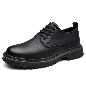 Men's Leather Derby Shoes Brown Low Heel Thick Sole Casual Chunky Shoes For Leisure Wear <b>Rubber</b> Outsole Cushioned Comfortable - Product Image 4