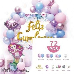 Ensemble de ballons décoratifs Ls, 72 pièces, thème sirène, décoration de fête pour anniversaire d'enfants - Product Image 3