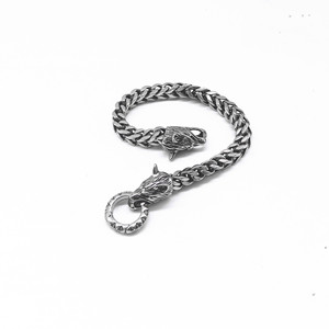 yunnique Wolf Head <b>Titanium</b> Steel Bracelet Men's Fashion <b>Chain</b> Link Jewelry Geometric Animal Design - Product Image 3