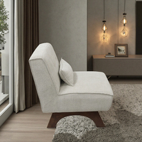 Chaise longue moderne sans accoudoirs en tissu beige, chaise de détente rembourrée avec coussin, pieds en bois de caoutchouc pour salon