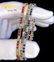 Pass Diamond Tester Coloré 3mm Moissanite Tennis Bracelet Personnalisé Fine Jewelry Hip Hop Glacé Hommes Tennis Bracelet