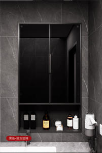 Armoire de niche moderne de luxe en acier inoxydable 304 durable avec porte dissimulée, rangement en verre et panneau arrière miroir pour écoles, entrepôts et salles de bain - Product Image 5