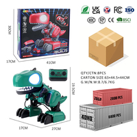 Robot dinosaure éducatif à assembler soi-même avec télécommande 2,4 GHz, lumières LED et effets sonores pour enfants
