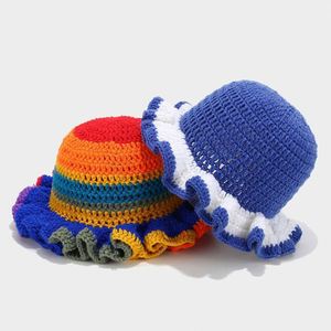 Autumn Winter Knitted Acrylic Unisex Bucket <b>Hat</b> Handmade Travel Fashion Colorful High Quality Low Price - Product Image 2