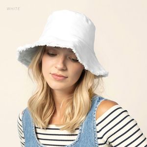 Frayed Bucket Hat Unisex 100% Cotton Wide Brim <b>Beach</b> Outdoor Summer Headwear - Product Image 5