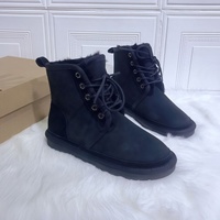 Nouvelles bottes d'hiver pour hommes, en cuir avec fourrure, respirantes, chaudes, antidérapantes, pour l'extérieur, doublure en peau de mouton, montantes