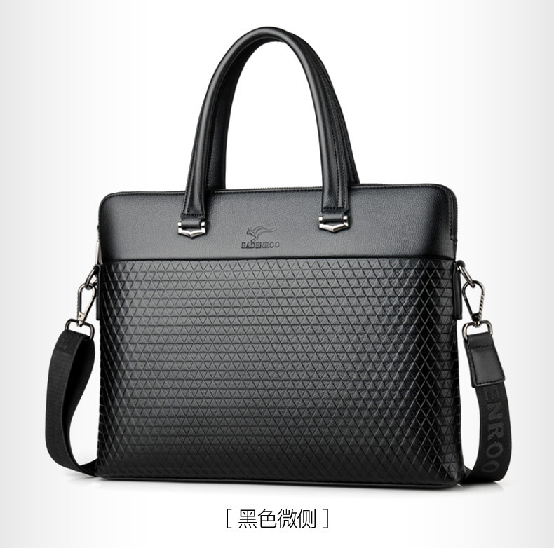 Men's Leather Business Briefcase – Designer 14-Inch Laptop & Travel Shoulder Bag - View 3