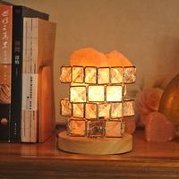 Lampe en sel rose de l'Himalaya avec gradateur Base en bois Love Style nautique Table de chevet éclairage décoratif Real Touch China