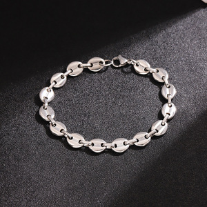 Bracelet gourmette en acier titane pour hommes et femmes, chaîne en acier inoxydable style « nez de cochon », résistant au ternissement, luxe, vente en gros - Product Image 2