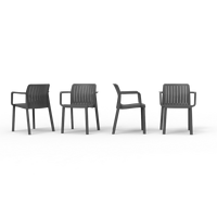Disponible en 3 colores, paquete de 4, un juego de sillas Lea, silla moderna para exteriores, silla de plástico para jardín