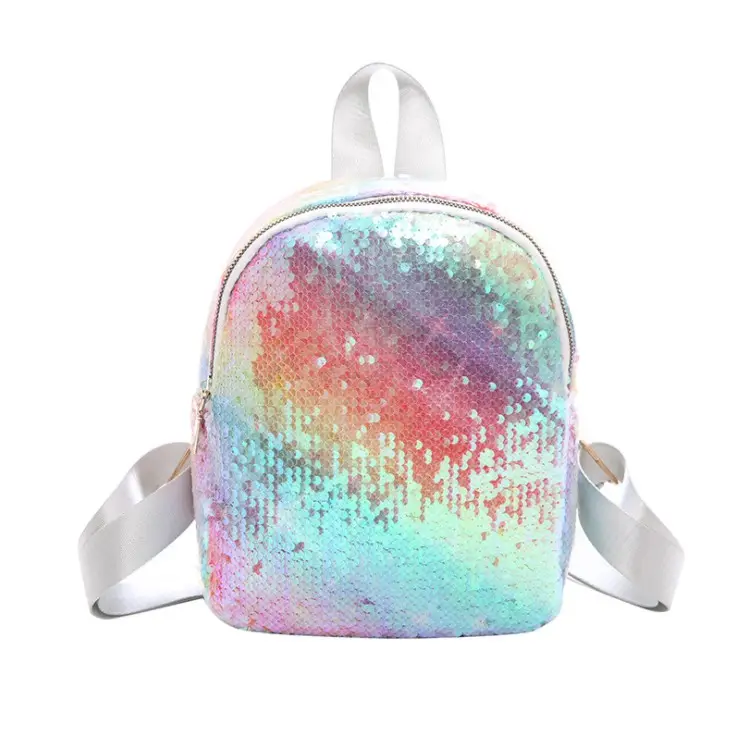 New rainbow sequined versatile backpacks colorful girl kids school bag travel backpack