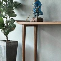 Nouvelle console rectangulaire étroite et longue en bois massif de style chinois, à fixer au mur, pour entrée et présentation en hôtel