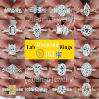 Diamant cultivé en laboratoire certifié IGI 1CT-5CT, or massif 14K 18K, trois diamants, bague de fiançailles, bijoux pour femmes
