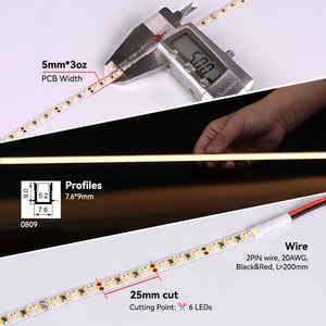 Aanpasbare High CRI 95+ 240LED/m Lage Spanningsval Micro 5mm 24V 15W/m Koper SMD <span class=keywords><strong>LED</strong></span> Strip voor Commerciële Decoratieverlichting - Product Image 2