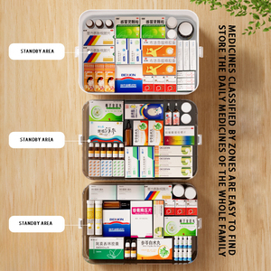 Boîte à médicaments transparente en PP à grande capacité à 3 étages pour le stockage d'urgence de médicaments à domicile et au bureau - Product Image 4