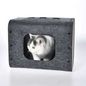 Maison pour <span class=keywords><strong>chat</strong></span> pliable interactive, lit et boîte <span class=keywords><strong>de</strong></span> jeu 2-en-1 pour animaux <span class=keywords><strong>de</strong></span> compagnie, feutre et carton, 44*35*30cm, confortable et durable - Product Image 4