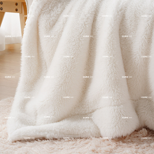 Plaid réversible en fausse fourrure <span class=keywords><strong>de</strong></span> <span class=keywords><strong>lapin</strong></span> à poils longs, double face, avec envers en sherpa blanc, super doux, idéal pour canapé, fauteuil ou lit. - Product Image 3