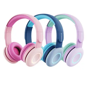 Wireless Kids Headphones Bluetooth Com Luzes LED Criança Safe Volume Earphone Headset fones de ouvido sem fio para crianças