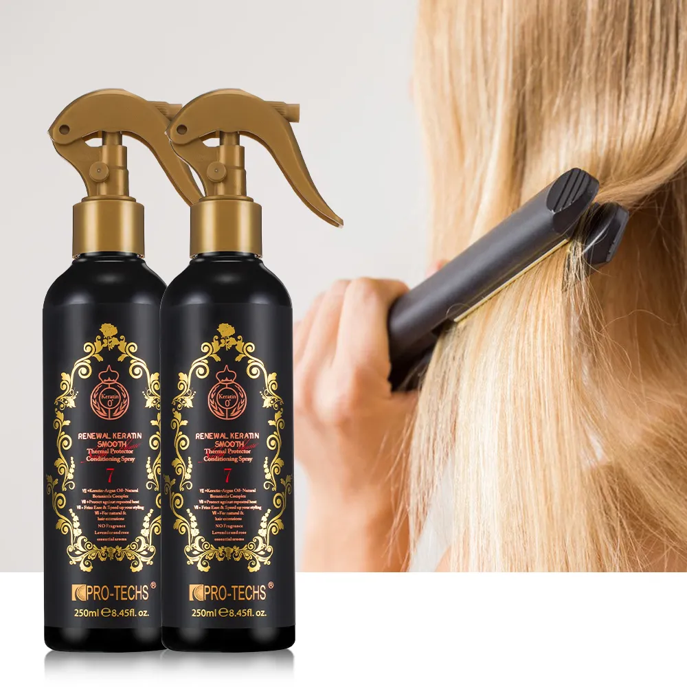 Personalizza il logo OEM Cheratina protettore termico condizionatore spray per capelli naturali e parrucche in massa