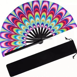 Éventail pliant en satin de polyester et bambou de 33 cm avec impression de logo personnalisé, décoration peinte, éventail arc-en-ciel pour la fierté gay - Product Image 3