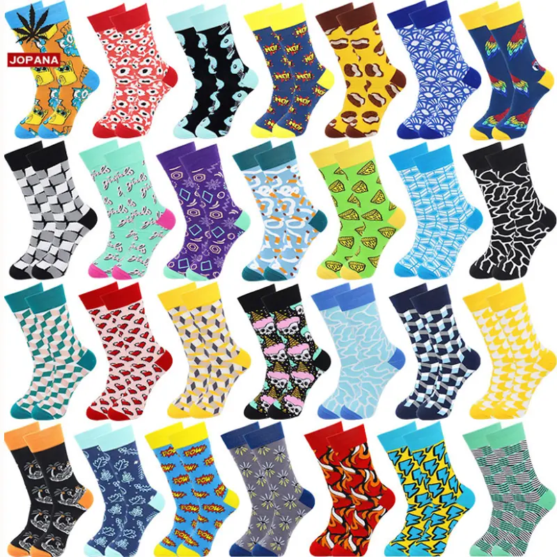 New Design Colorful Women Socks Custom Unisex Happy Cotton Pattern Funny Dress Tube Mens Socks