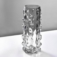 Vase en verre texturé transparent, motif bulles cylindriques, pour fleurs fraîches, hydroponie, décoration d'intérieur, centre de table