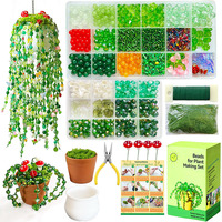 Kit de perles vertes Forever Plant pour la création de plantes, perles pour feuilles et fleurs, pour plantes perlées avec pot, perles vertes pour la fabrication de bijoux