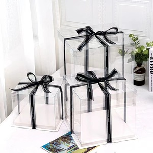 Bánh hộp trong suốt rõ ràng cao cưới hộp nhựa tùy chỉnh bán buôn sang trọng sinh nhật cho khách Pop tùy chỉnh Bánh hộp - Product Image 3