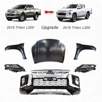Accessoires de voiture de levage de visage avant pare-chocs avant lampe frontale de bas niveau pour 2015 Triton L200 mise à niveau vers 2019 Triton L200 Kit de carrosserie