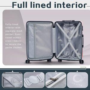 Set Valigie da Viaggio Trolley 2 Pezzi da 18 e 20 Pollici, Bagaglio a Mano <span class=keywords><strong>con</strong></span> Ruote Piroettanti, Set <span class=keywords><strong>Organizer</strong></span> per <span class=keywords><strong>Valigia</strong></span> - Product Image 5