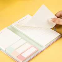 Cuaderno de Tapa Dura A5 B6 en Tonos Pastel, Bloc de Notas Adhesivas, Libro Combinado Multifuncional con Bolígrafo para Tomar Notas en Cualquier Momento