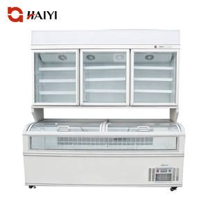 Vitrine réfrigérée combinée pour supermarché avec porte vitrée, présentoir à glaces et congélateur intégré - Product Image 1