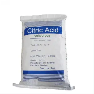 Commercio all'ingrosso acido citrico anidro per uso alimentare e acido citrico monoidrato 25kg sacchetto/acido citrico anidro/acido citrico