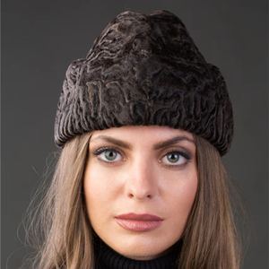 Cappello da Donna in <span class=keywords><strong>Pelliccia</strong></span> <span class=keywords><strong>di</strong></span> Agnello <span class=keywords><strong>Persiano</strong></span> <span class=keywords><strong>Marrone</strong></span> Swakara Karakul Astrakhan Cossack, Personalizzabile con Logo, in Vendita - Product Image 1