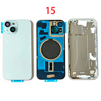 Kit de montage complet de boîtier pour iPhone 15 en alliage d'aluminium, avec petites pièces, en verre de qualité AA à 100 %, fabriqué en une seule pièce