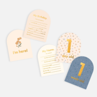 Premium 350gsm papier cartonné renard et jachère imprimés floraux et feuille d'or bébé jalon cartes boîte pour annonce de naissance